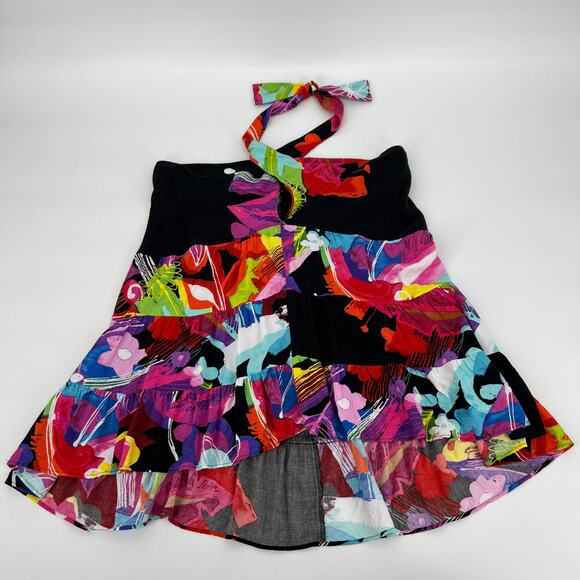 Jams World Caviar Halter Top Large Tiered Babydoll Empire Artsy Print Hawaii USA - Picture 4 of 8